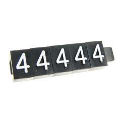 Plastová cenovka v černé barvě s bílím nápisem (50ks) "4"