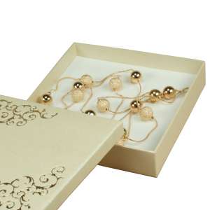 LENA Neckalce Jewellery Box - Ecru + gold print