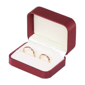 SATIN Wedding Rings Jewellery Box - Burgundy