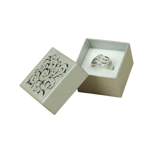 LENA Ring Jewellery Box - silver + Black print