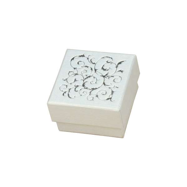 LENA Ring Jewellery Box - White + silver print