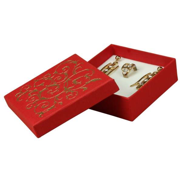 LENA Big set Jewellery Box - Red + gold print