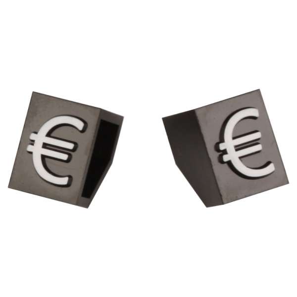 Pricing Cube, White symbol  "€" , size 10 mm (20pcs)