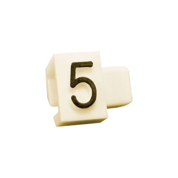 Pricing Cube, Ecru, Black digit "5", size 5mm (50pcs)