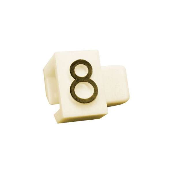 Pricing Cube, Ecru, Black digit "8", size 5mm (50pcs)