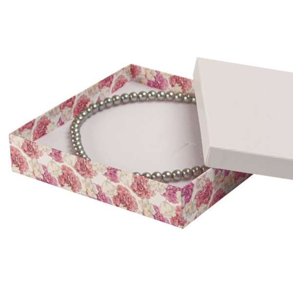 Krabička na náhrdelník CARLA bílá + květiny